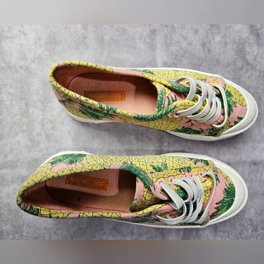 Junior's ROCKET DOG Pineapples Canvas Sneakers Shoes Size 1‎